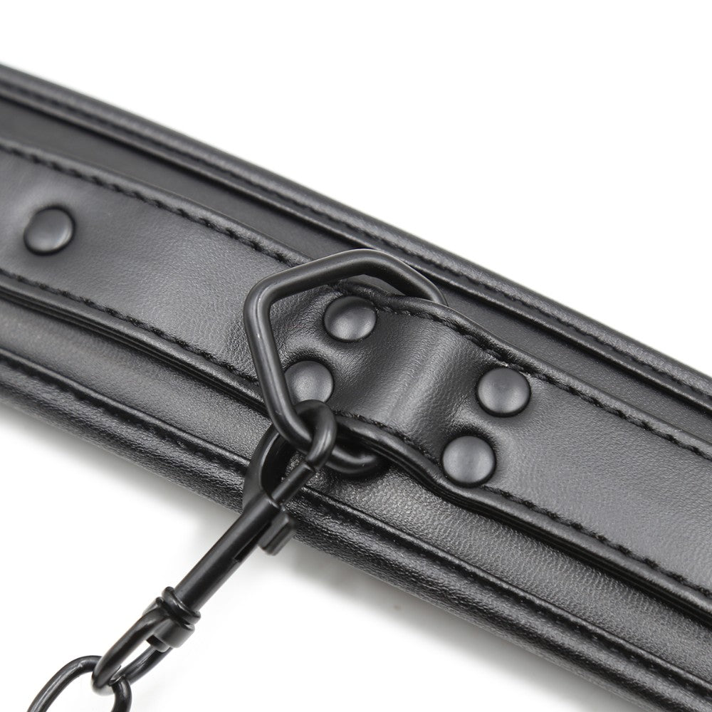 Naughty Toys ONE SIZE leather adjustable Wrist Cuffs BLACK - image 6