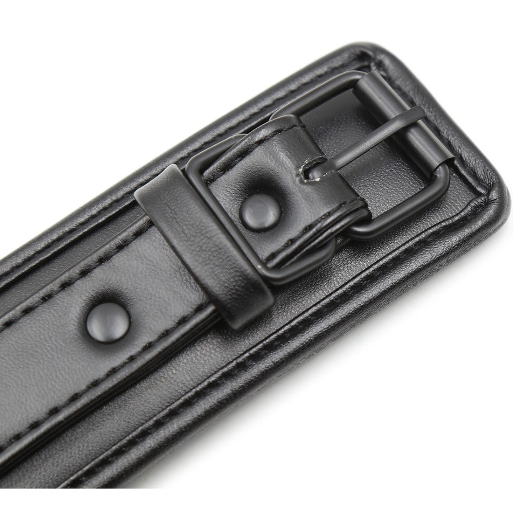 Naughty Toys ONE SIZE leather adjustable Wrist Cuffs BLACK - image 7