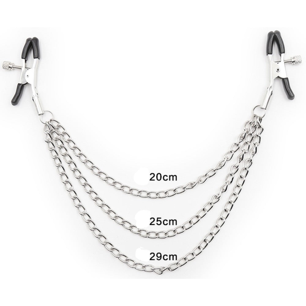 Intimate nipple clamps with triple chain - image 3
