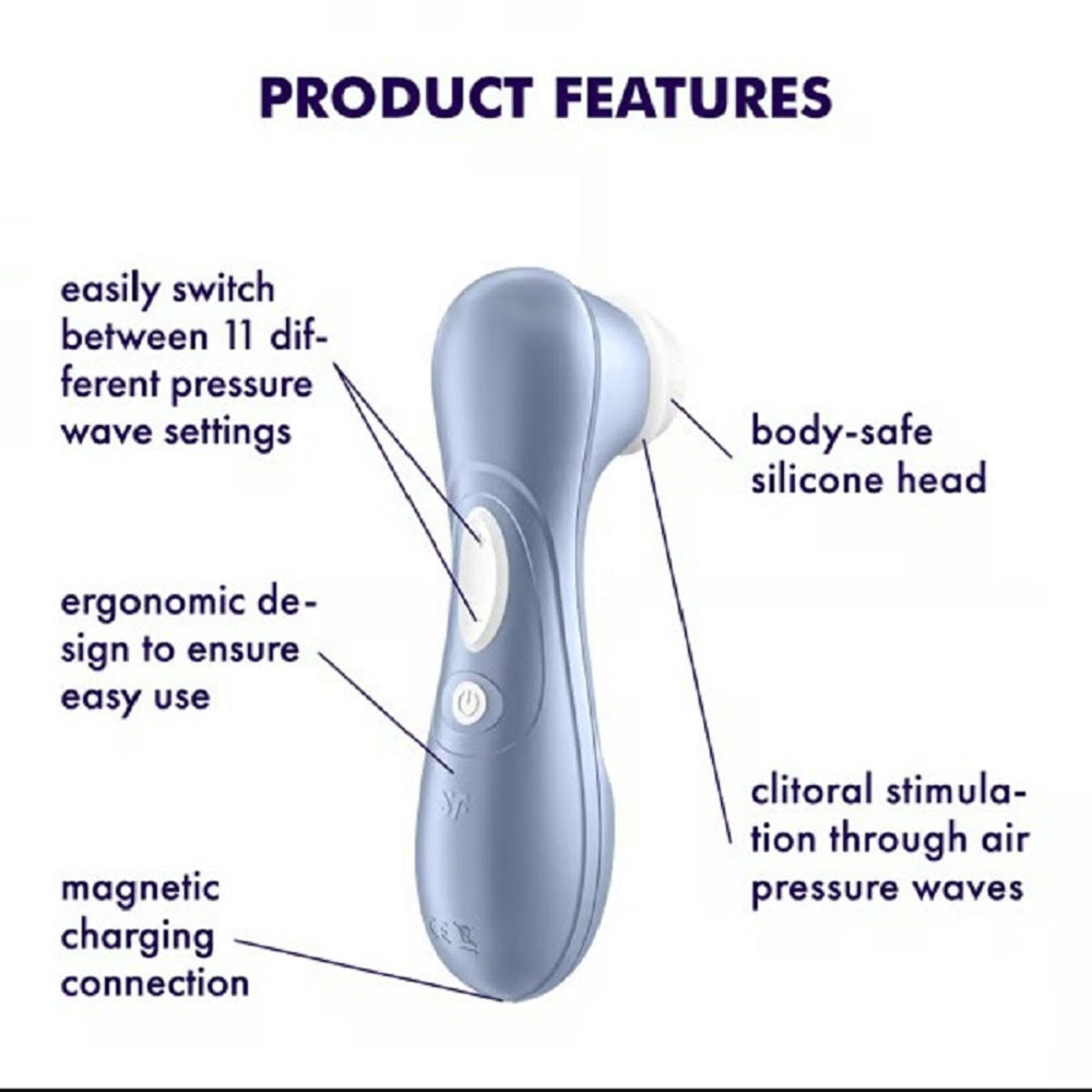 Satisfyer Pro 2 clitoral stimulator with 11 pressure wave intensities blue