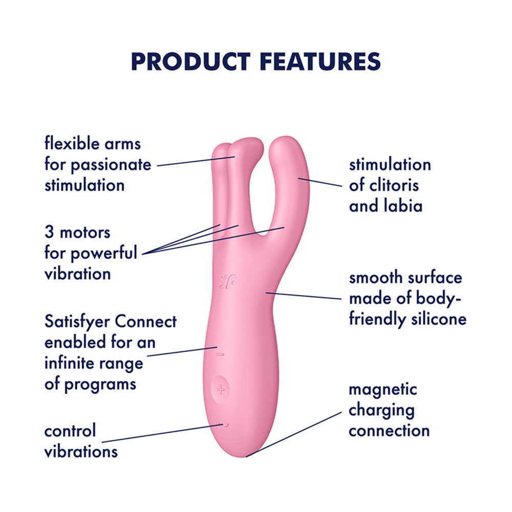 Satisfyer Threesome 4 contact vibrator for the stimulation of the clitoris and labia pink - image 5
