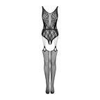 Plus size Obsessive bodystocking G324 knitted crotchless bodystocking black