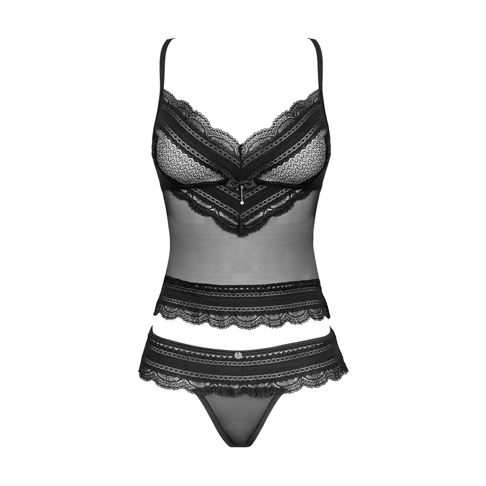 Plus size Obsessive Ivannes 2 pcs set with sexy lace black Κύρια εικόνα προϊόντος