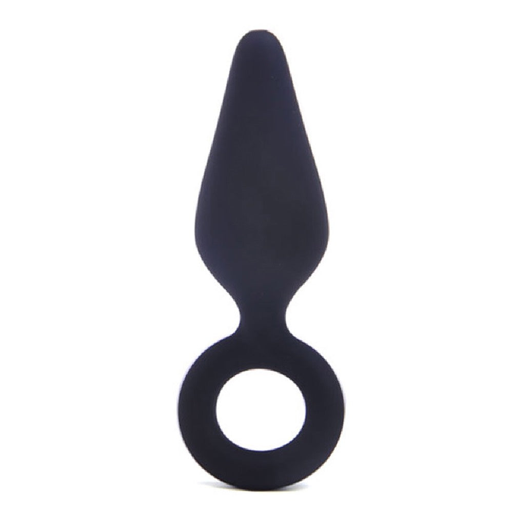 LARGE black silicone Anal Plug with retrieval Ring Ø 4 cm Κύρια εικόνα προϊόντος