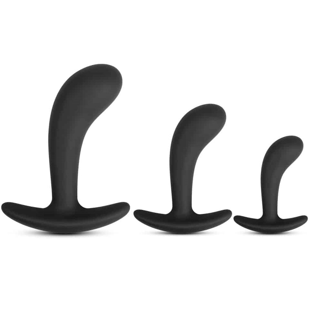AnalXtacy Three curved BUTT PLUG silicone anal trainer Set