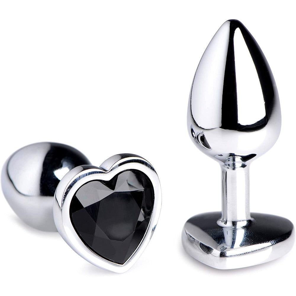 MEDIUM Heart Base Metal butt plug Black 8 X Ø 3.4 cm