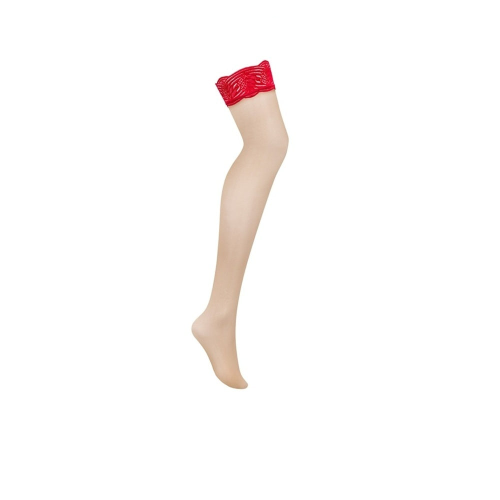 Obsessive Mellania Self Supported Stockings with Lace Red