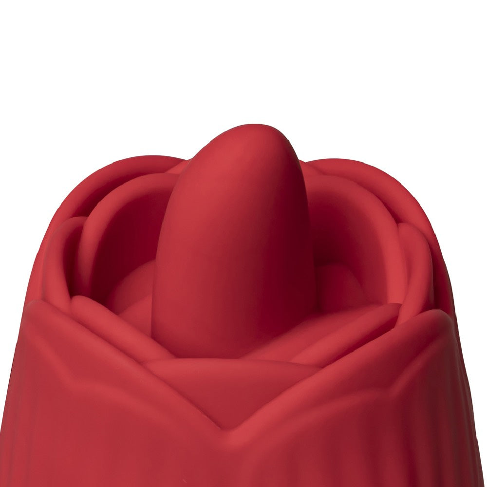 RED silicone clitoral Rose Licking Tongue with thrusting Bullet Vibrator - image 7