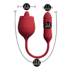 RED silicone clitoral Rose Licking Tongue with thrusting Bullet Vibrator - image 6