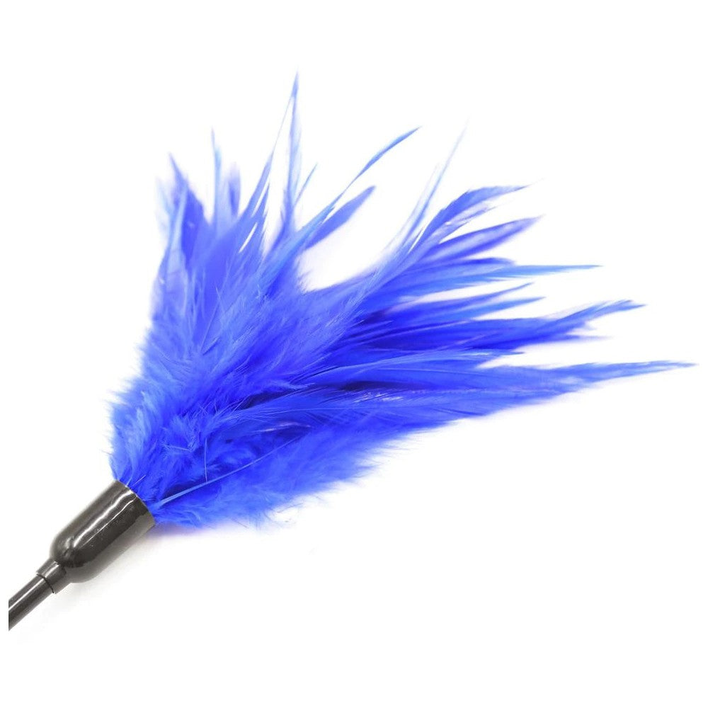 Mystery blue shiny silky Blindfold with a Feather tickler SET - image 5