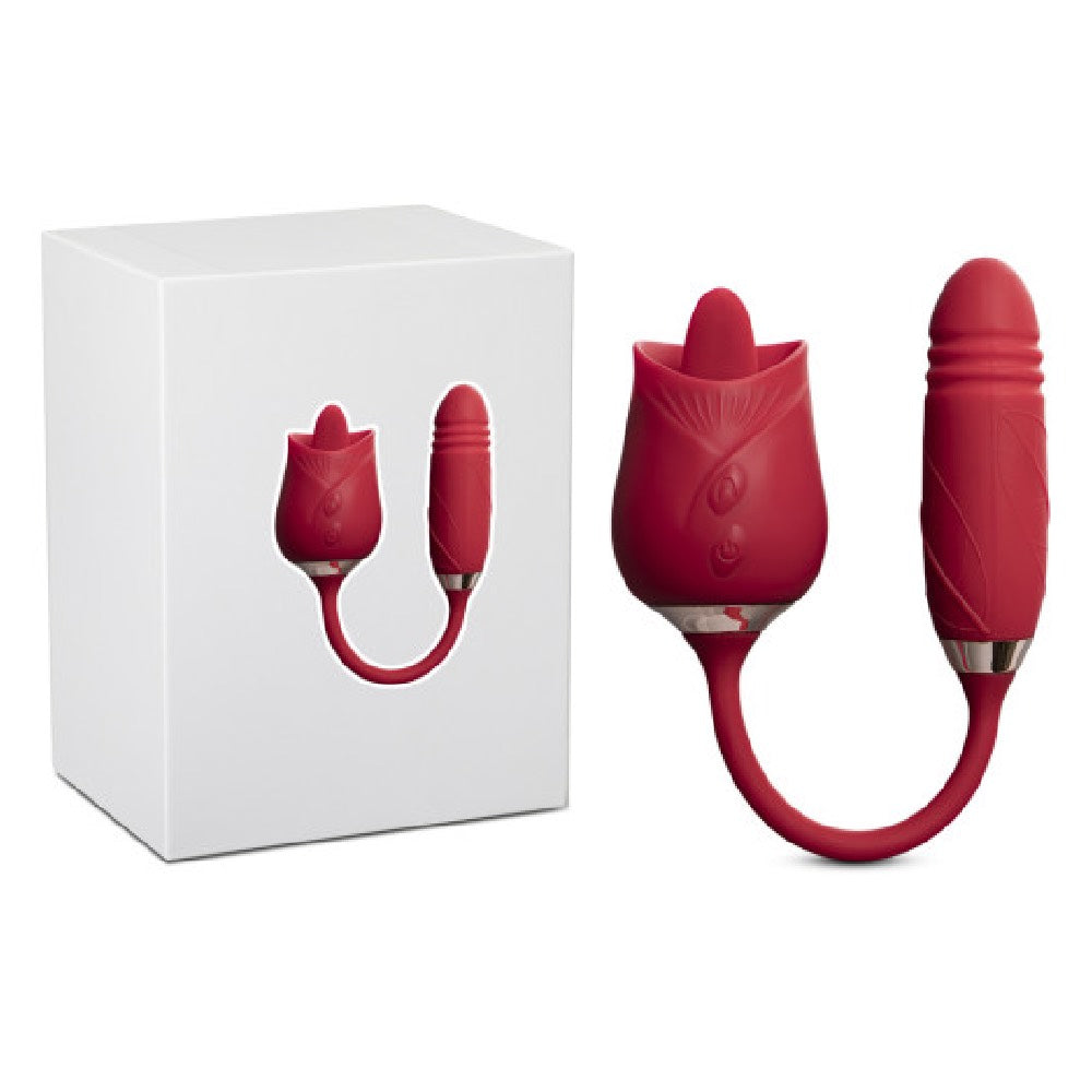 Rose Silicone Clitoral Stimulator with Vibrating Tongue Κύρια εικόνα προϊόντος