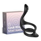 TOYBOY Soft stretchy 3 in 1 Double cock ring with Tainted Teasing Tail