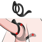 TOYBOY Soft stretchy 3 in 1 Double cock ring with Tainted Teasing Tail - image 6