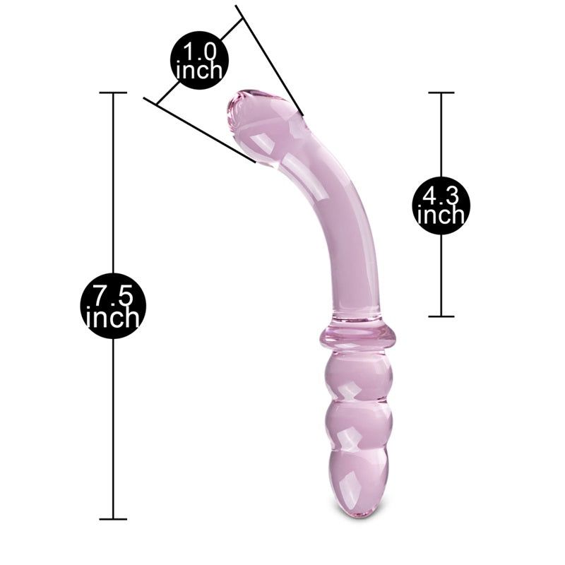 Beaded Glass Anal Slider Dildo PINK 18 x 3 cm - image 9