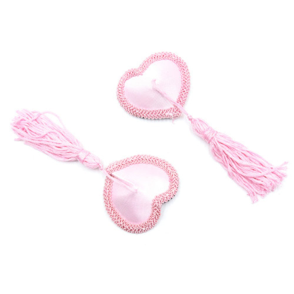Naughty Toys Pink Heart Nipple Pasties with tassels Δευτερεύουσα εικόνα προϊόντος