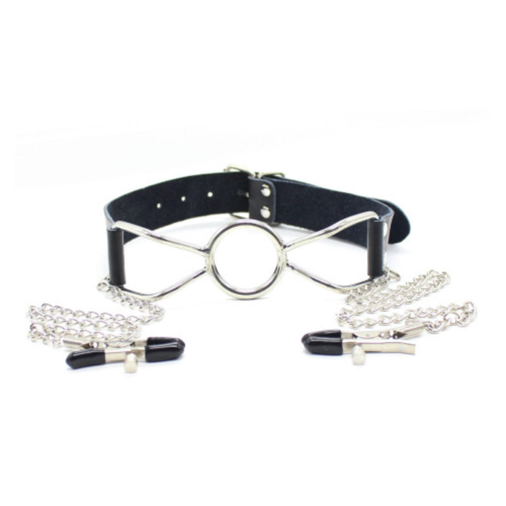 Naughty Toys BDSM Spider gag Ø 3.2 cm with nipple clamps Main image