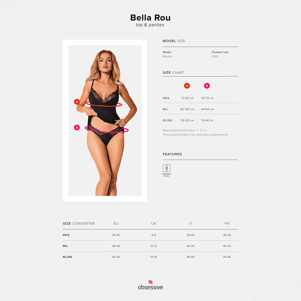 Obsessive Bella Rou Sexy Top and Panties Black - image 7