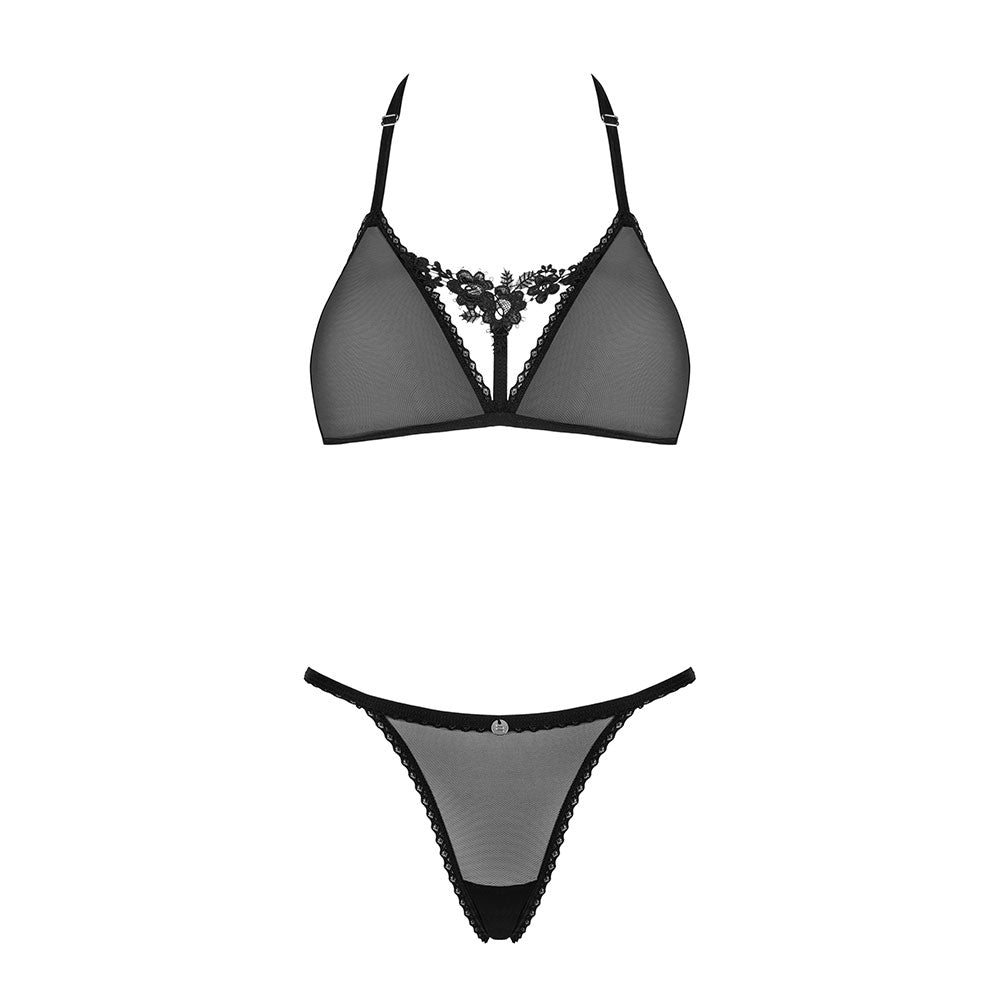 Obsessive Celia Noir Bra and Thong set Black - image 4