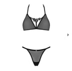 Obsessive Celia Noir Plus size Bra and Thong set Black
