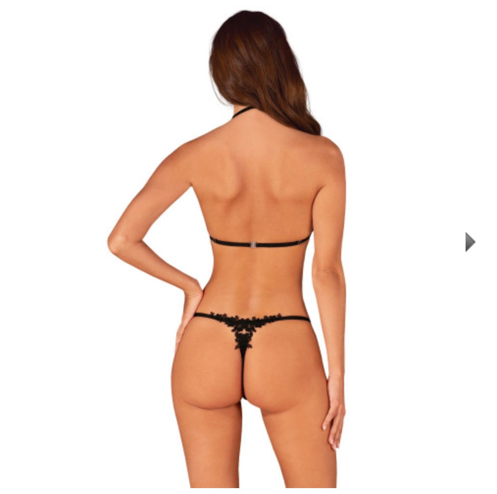 Obsessive Celia Noir Plus size Bra and Thong set Black - image 5