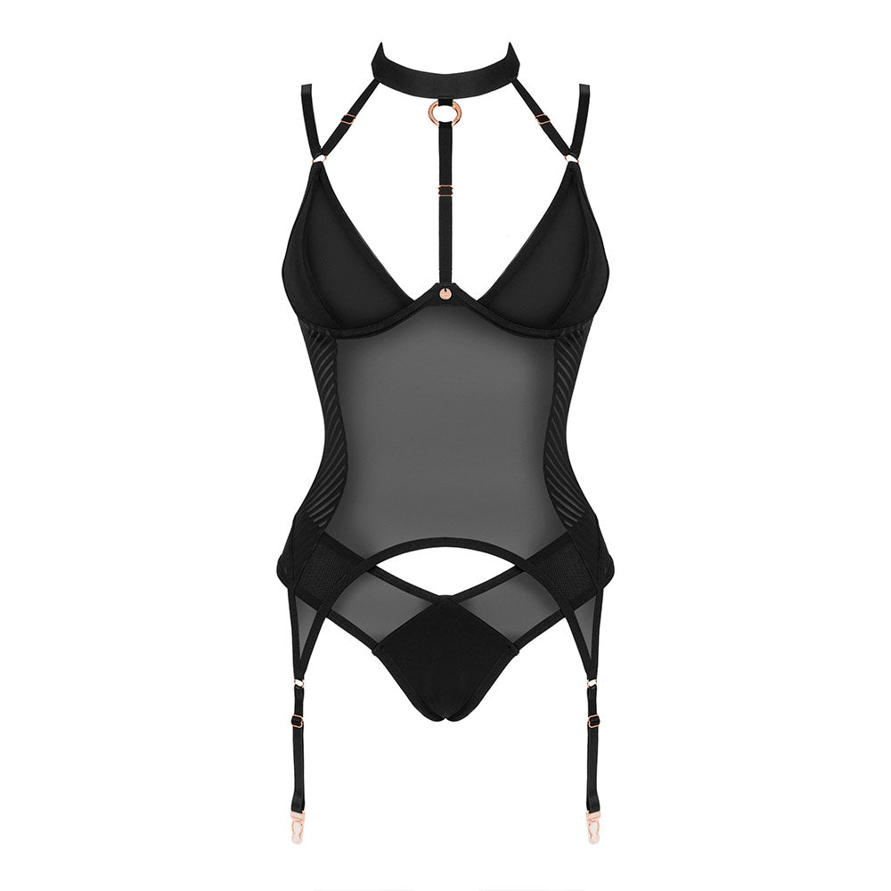 Obsessive Brasica Corset with Choker and Panties Black