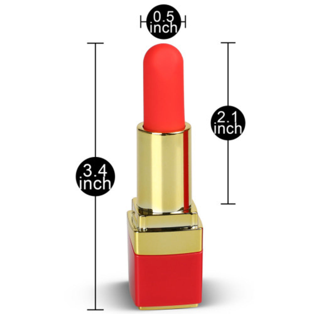 10 Speed Red rechargeable silicone vibrating Lipstick - image 4