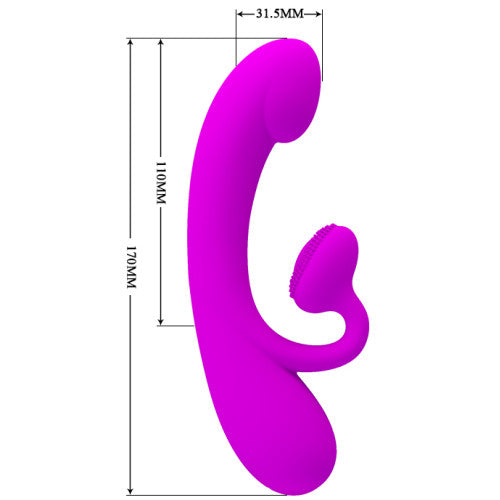 PRETTY LOVE Sincere rabbit vibrator with clitoral teaser scoop Purple