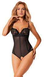 Obsessive Serena Love crotchless teddy Black