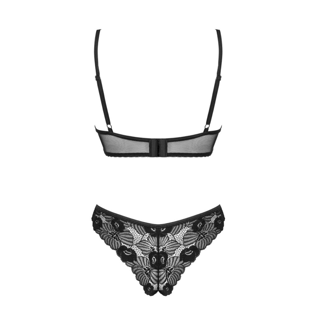 Plus size Obsessive Serena Love 2 pcs lacy set Black