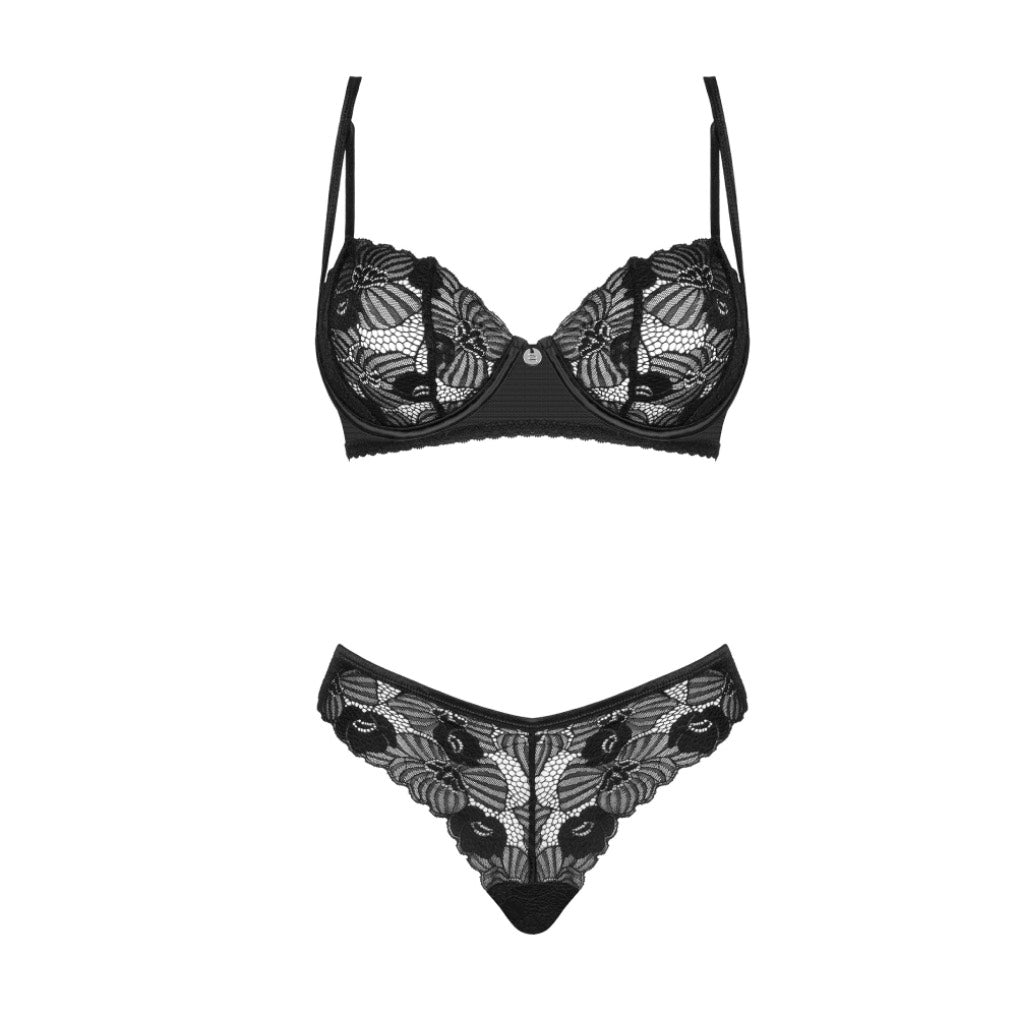 Plus size Obsessive Serena Love 2 pcs lacy set Black Secondary image