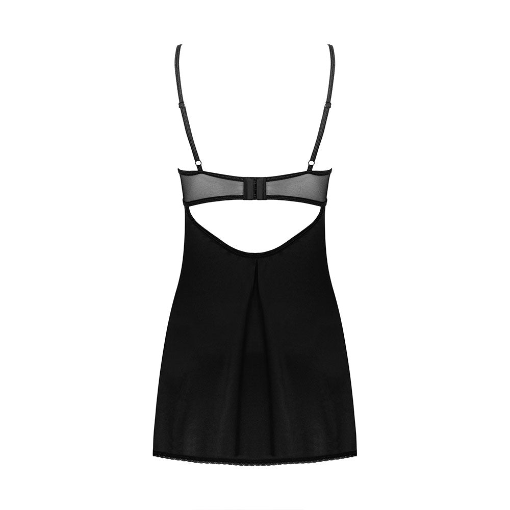 Plus size Obsessive Serena Love satin chemise and thong Black - image 3