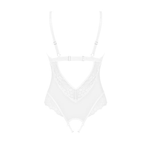 Plus size Obsessive Heavenlly white crotchless teddy - image 5