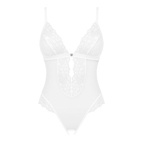 Plus size Obsessive Heavenlly white crotchless teddy - image 4