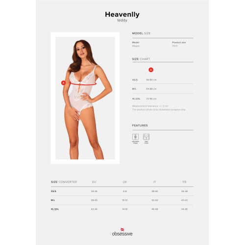 Plus size Obsessive Heavenlly white crotchless teddy Secondary image