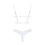 Plus size Obsessive Heavenlly white cupless bra and crotchless thong set