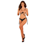 Obsessive Cordellis cupless bra and crotchless thong set Black O/S