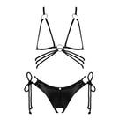 Obsessive Cordellis cupless bra and crotchless thong set Black O/S