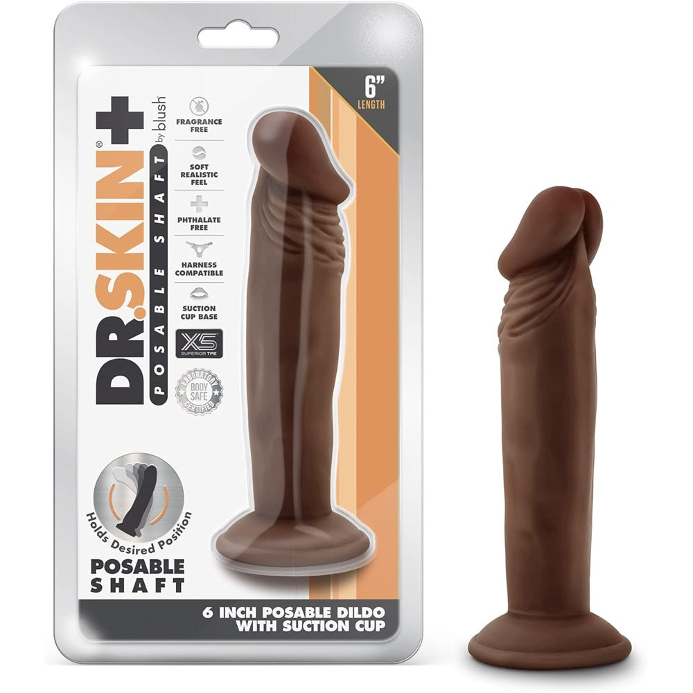 DR SKIN Plus Posable dildo Chocolate 16.5 x 3.8 cm Κύρια εικόνα προϊόντος