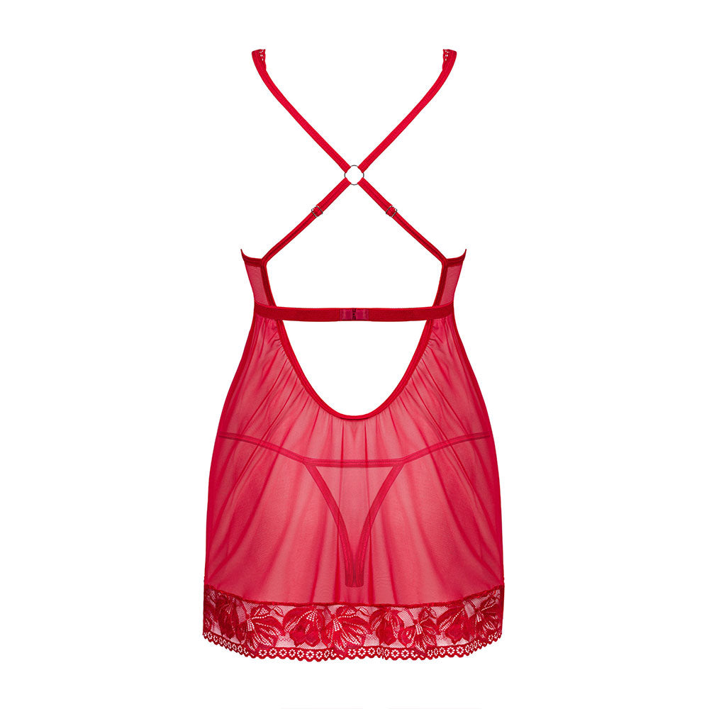 Obsessive Lacelove babydoll and thong Red - image 6