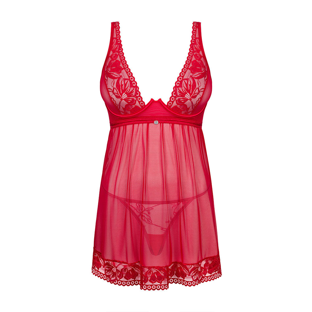 Obsessive Lacelove babydoll and thong Red Main image