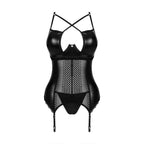 PLUS SIZE Obsessive Norides corset and thong Black