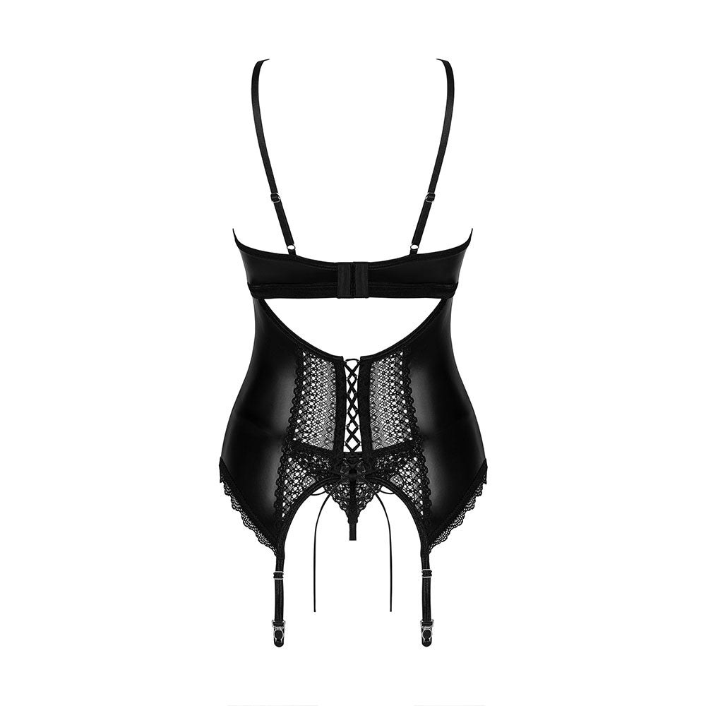 PLUS SIZE Obsessive Norides corset and thong Black