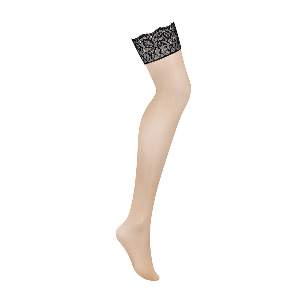 PLUS SIZE Obsessive Bellastia stockings with black lace Κύρια εικόνα προϊόντος