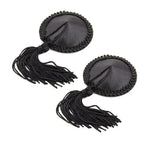 Naughty Toys Black round nipple covers with tassel