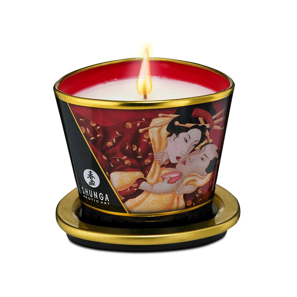 Shunga Massage Candle Strawberry 170ml Δευτερεύουσα εικόνα προϊόντος