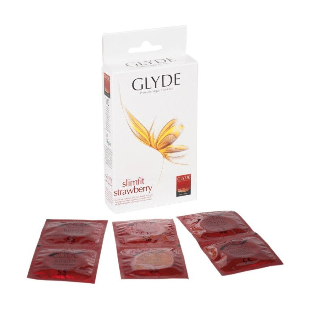 Glyde Flavored 10 Condoms Strawberry - 53mm - image 3