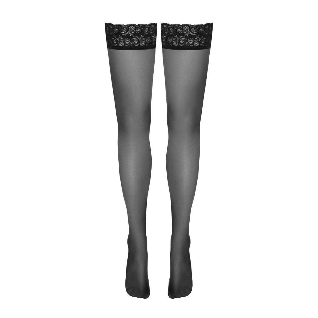 Cottelli Classy Elegant Hold-up stockings with 6 cm wide lace trim