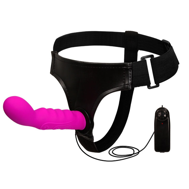 BAILE Strap-on with vibrating silicone purple Dildo 15.5cm