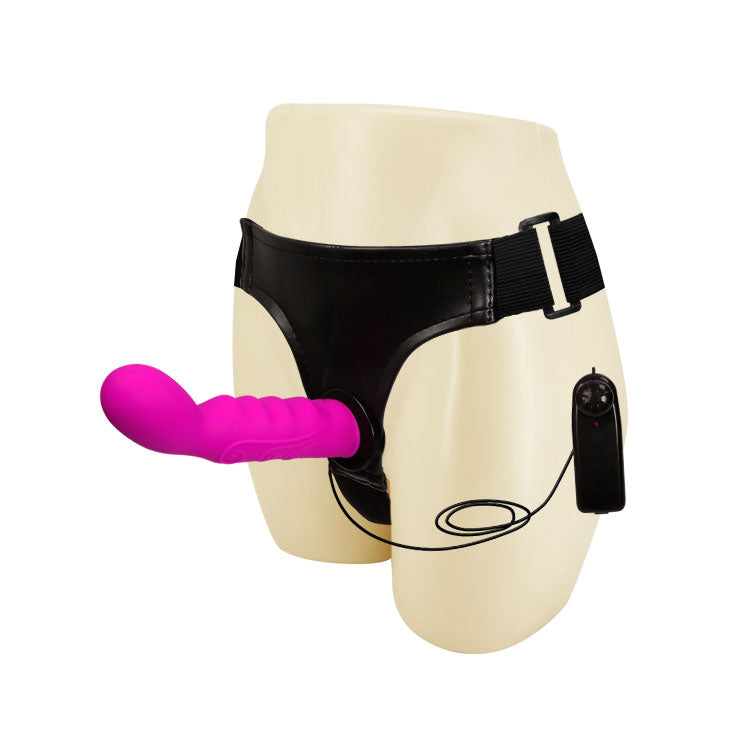 BAILE Strap-on with vibrating silicone purple Dildo 15.5cm