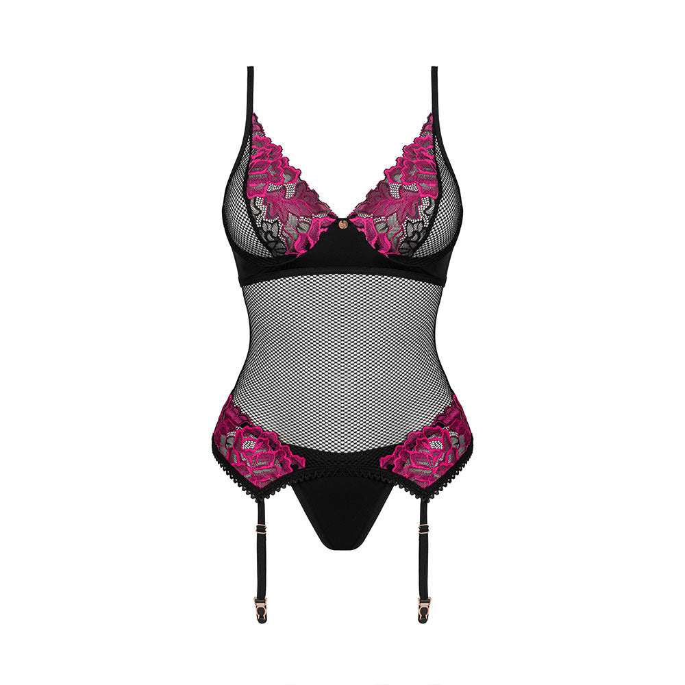 Plus Size Obsessive black corset and thong